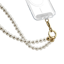 Load image into Gallery viewer, CASETiFY Cross Body Pearl with Gold Phone Strap
