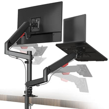 Load image into Gallery viewer, Mono Dsign Multi-Flex Gas Spring Dual Monitor Arm with Laptop Tray
