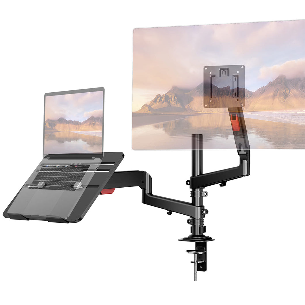 Mono Dsign Multi-Flex Gas Spring Dual Monitor Arm with Laptop Tray