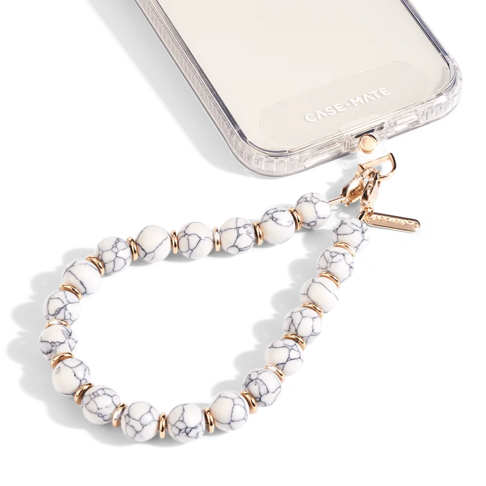 Case-Mate Phone Charm - Beaded White Marble