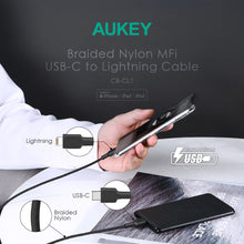 Load image into Gallery viewer, Aukey CB-CL2 USB C to Lightning Cable Nylon Braided - 2M
