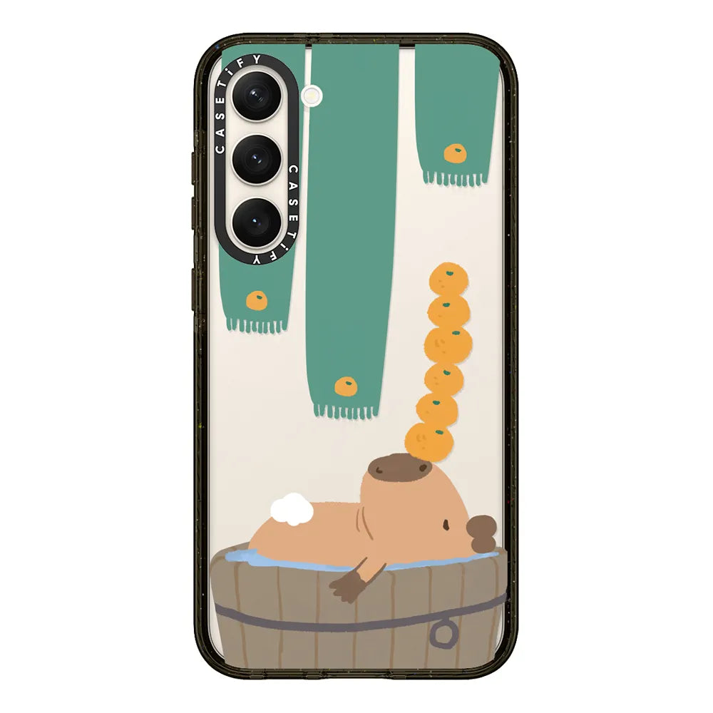 CASETiFY Impact Case for S24 Plus - Bathing Capybara Clear Black