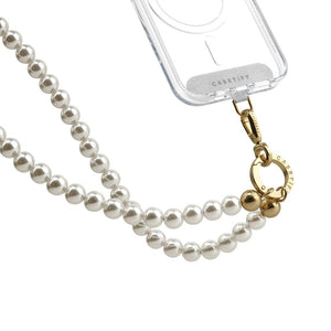 CASETiFY Cross Body Pearl with Gold Phone Strap