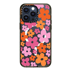 CASETiFY Magsafe Impact Case for iPhone 15/15 Plus/15 Pro/15 Pro Max - Abstract Floral Clear Black