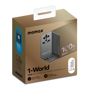 Momax UA10 1-World 100W GaN 4 Ports + AC Travel Adaptor
