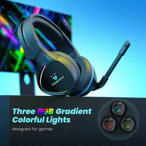 SoundPEATS G1 Gaming Headset with Microphone Over Ear, 50mm Drivers Stereo Sound, 3 RGB Colors