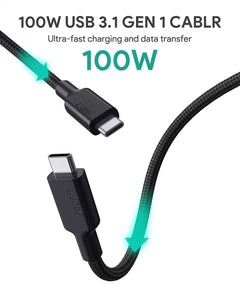 Aukey CB-CD21 100W Gen2 E-Marker PD USB 3.1 USB C to C Cable 1.2M