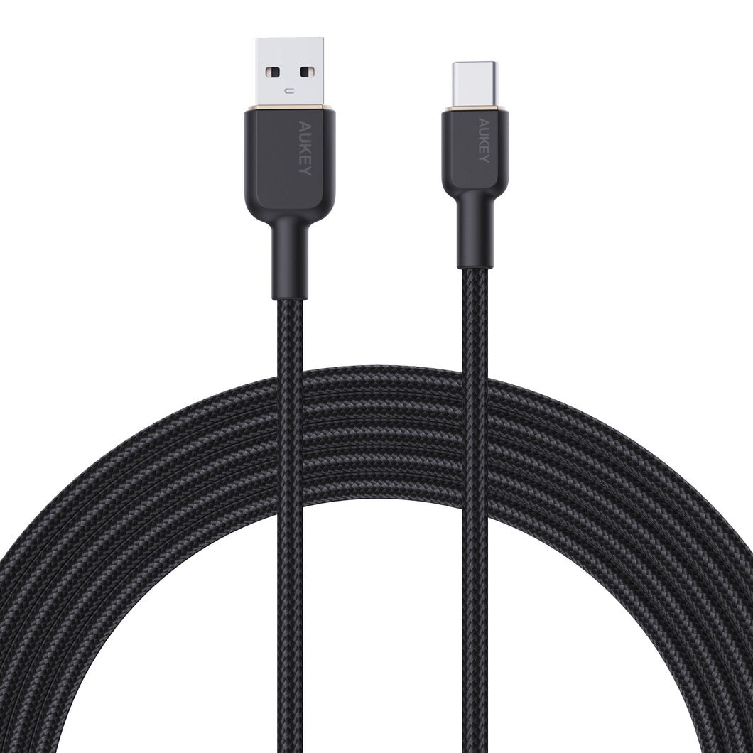 Aukey CB-NAC1 / CB-NAC 2 Circlet Nylon braided USB-A to USB-C Cable (1m/1.8m)