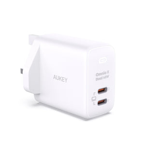 Aukey PA-B4T Omnia ll Dual-Port USB-C 45W PD Wall Charger with GaN Power Technology