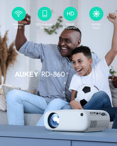 AUKEY RD-860 Version 2 Wireless Wi-Fi Mini Projector with 1080p Resolution Support Smartphone Screen Sync