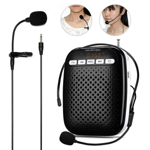 WinBridge Voice Amplifier W378 with Headset & Lavalier Microphone Portable Rechargeable PA System Speaker Built In FM Stereo Radio
