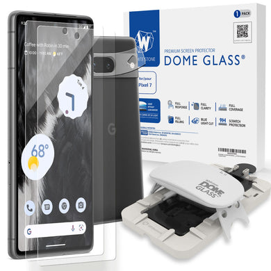Whitestone Dome Glass Screen Protector for Google Pixel 7 , Full Tempered Glass Shield with Liquid Dispersion Tech [Easy to Install Kit] Smart Phone Screen Guard with Camera Film Protector